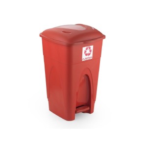LIXEIRA C/ PEDAL  65L VERMELHA INJEPLAST