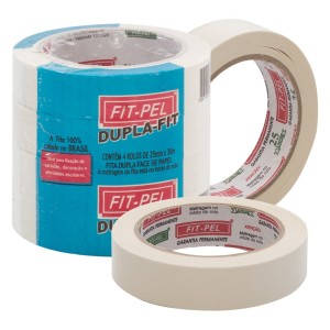 0062 - 4 ROLOS DE  FITA ADESIVA 25MMX30M PC.C/4UN  DUPLA FACE - FIT PEL