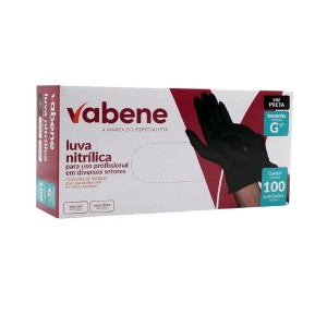 LUVA NITRILICA PRETA TAM. G SEM PÓ C/100UN - VABENE