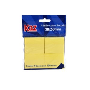 ADESIVO P/RECADO 38X50 AMARELO - KAZ