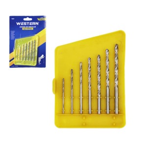 JOGO DE BROCA DE ACO RAPIDO P/METAL C/7 PCS + ESTOJO 1507 WESTERN